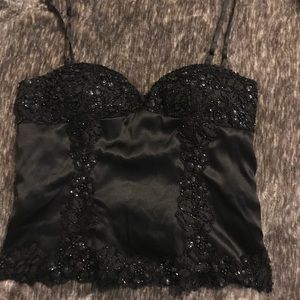 black embroidered cami